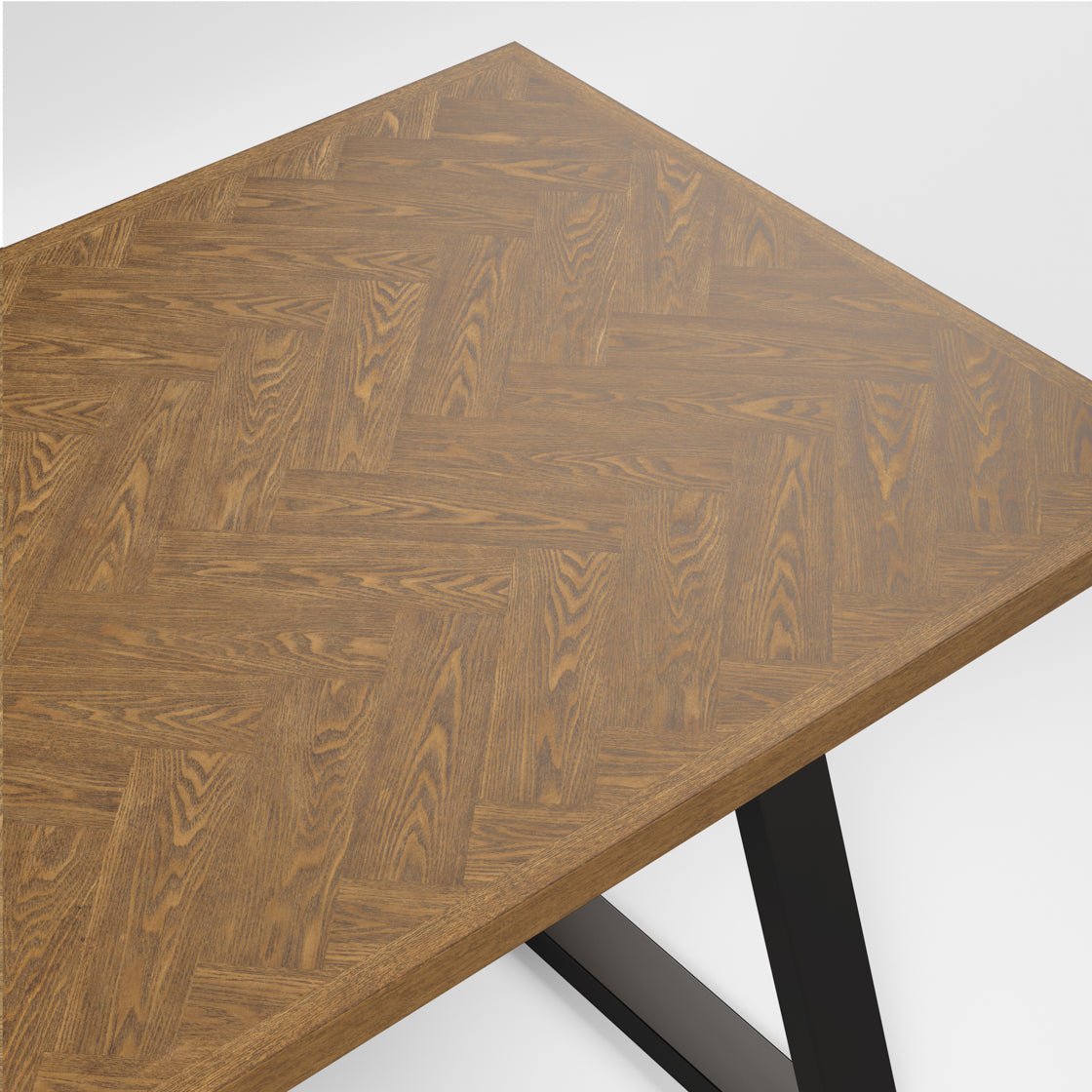 Hyde Black & Dark Whiskey Wood Herringbone Dining Table | 8 Seater